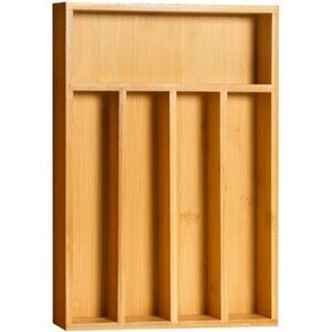 Bamboo Silverware Organizer 5 Compartment Cutlery Utensil Drawer Insert